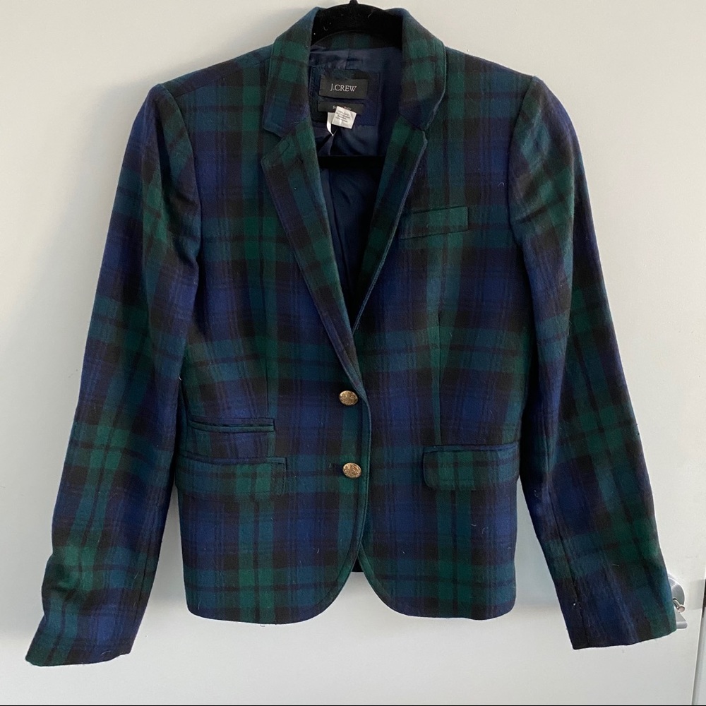 J Crew Wool Blazer - Black watch Tartan wool